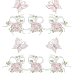 Floral e Lacos com Borboboleta 3D em Ponto Cheio