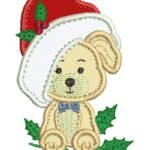 Cachorrinho com Gorro de Natal - Aplique