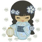 Menina Japonesa de Tranças em Aplique