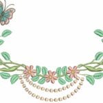 Floral e Borboletas com Corrente de Bolinha