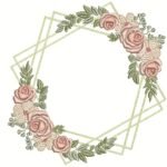 Floral de Rosas com Moldura em Ponto Cheio