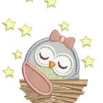 Coruja Dormindo no Ninho - Aplique