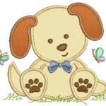 Cachorrinho Sentado com Gravata - Aplique