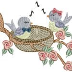 Passarinhos em Ponto Cheio no Ninho em Rippled