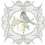 Passarinho em Rippled na Moldura em Crivo