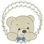 Urso na Moldura de Folhas - Pontos Leves