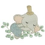 Elefante Dormindo Folhas - Pontos Leves
