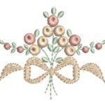 Floral com Laço e Rosas Rococó em Ponto Cheio