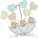 Sombrinha em Aplique com Corações e Flores