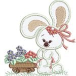 Coelha Puxando Carrinho de Flore - Aplique