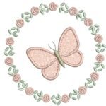 Borboleta e Floral Circular de Rosas 3D