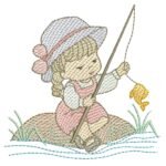 Menina Pescando - Pontos Leves