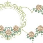 Moldura e Coração com Rosas - Ponto Cheio