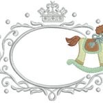 cavalinho e Moldura com Arabesco em Ponto Cheio