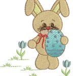 Coelhinho Segurando Ovo - Ponto Cheio