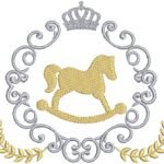 Cavalinho em ponto cheio no Arabesco e Ramo de Louro