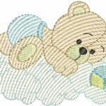 Urso Dormindo na Nuvem com Bola - Rippled