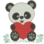 Urso Panda com Coração - Ponto Cheio
