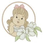 Menina Flores Laço e Molduras - Pontos Leves