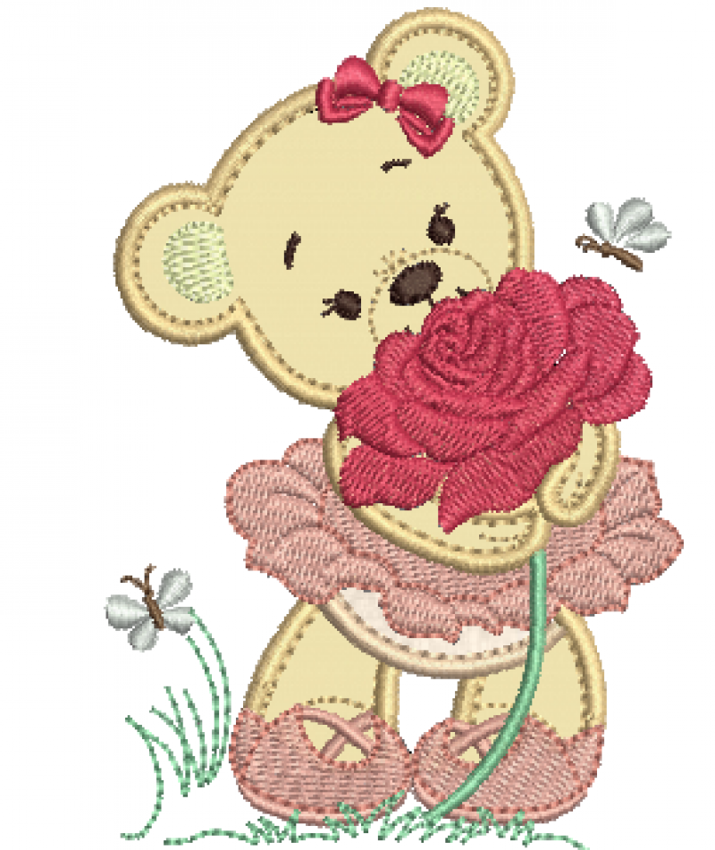 Ursa Segurando Rosa - Aplique