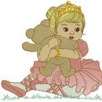 Menina Bailarina com Ursinho - Rippled