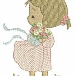 Menina e Flores em Pontos Leves