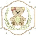 Ursa Com Louro e Moldura em Pontos Leves