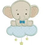 Elefante Sentado na Nuvem- Aplique
