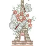 Torre Eiffel com Flores e Borboletas - Rippled