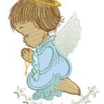 Anjo Menino Orando com Estrelas - Aplique