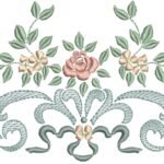 Ramo de Rosas com laco e Arabescos em Rippled