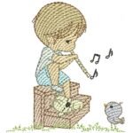 Menino e Flauta Cute - Pontos Leves