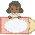 Menina Negra no Lápis -  Aplique
