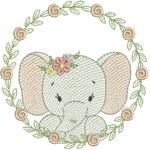 Elefanta na Moldura de Florzinhas - Rippled