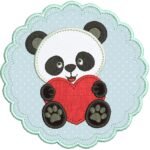 Urso Panda com Coração na Moldura - Aplique