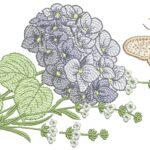 Galho de Hortênsia com Borboleta 3D - Rippled