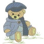 Urso Sentado com Chapéu e Cachecol - Ponto Cheio e Rippled