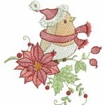 Passarinho com Flor de Natal - Rippled