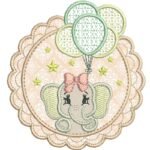 Elefanta na Moldura com Bexigas - Aplique