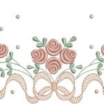 Floral com Rosas e Laço em Pontos Cheio e Leves