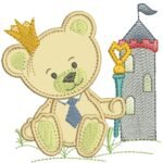 Urso Rei com Cetro e Castelo - Aplique