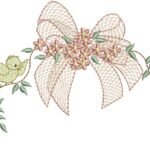 Passarinhos e Floral com Laço em Pontos Leves