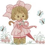 Menina com Laço Segurando Sombrinha - Rippled