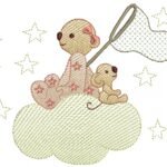 Ursa Sentada na Lua com Ratinho - Rippled