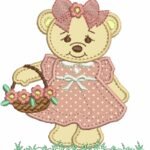 Ursa com Cesta e Laço Aplique