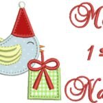 Pássaro e Presente 1º Natal - Aplique