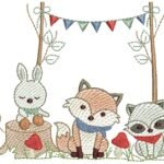 Animais na Floresta com Bandeirinhas - Rippled