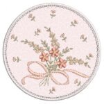 Floral e Laço na Moldura Aplique - Ponto Cheio