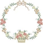 Floral com Cesta e Guirlanda em Ponto Cheio
