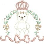 Moldura com Flores, Coroa, Laço - Ponto Cheio - Com Ursa Ponto Corrido